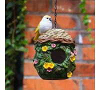 Bird House For Outdoor, Waterproof Resin Bird Box For Garden, Rustic Bird Nesting Box With Cleaning Hole, Hanging Birdhouse For Small Wild Birds Robin Blue Tit Sparrow, For Nature Lovers(A)