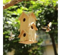Bird House for Outside,Bird Houses Outdoor- Large Outdoor 3 Hole Bird House-Hummingbird House (Brown, Set-2)