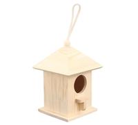 Bird House for Outside Hanging Hummingbird House Multi functional Wooden Birdhouse Nesting & Feeding Box Wood Color