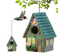 Bird House for Outside,Vintage Hanging Bird Box for Garden,Waterproof Resin Birds Nesting Box with S Hook Chain,Outdoor Birdhouse Decor Bluebird Finch for Garden Yard Patio Birdman Family Friend Pres