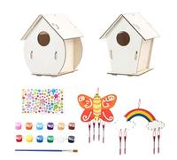 Bird House | Outdoor Birdhouse Kit, 2 Sets Wooden Assembly Birdhouse,Educational Wooden Arts, Outdoor Toys For Kids 4-8, Enhance Creativity