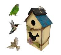 Bird House Shelter - Rustic Cabin Style, Small Avian Nest | Handcrafted Weather-Resistant Wooden Perch Design, Durable Eco-Friendly Craft Structure Backyard Trees, Garden Poles, Outdoor Fence Posts