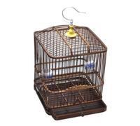 bird house Small Square Birdcage Handmade Detachable Cage Bottom with Lock and Hook Lightweight Portable bird house(Bruin)