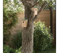 Bird House Solid Pine Wood 12x12x22 cm Green Roof Natural Wood Colour 4 pcs set