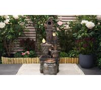 Serenity Bird House Water Feature: Cascading Tranquillity with 12 LED Illumination 89cm Tall 10m Cable- Self-Contained Garden Oasis Polyresin Construction 11kgs