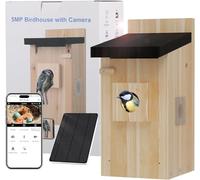 Bird House with Camera, 5MP Smart Birdhouse Camera with Solar Powered, Bird Box Camera for Families, Motion Detection & 32GB SD Card, Watch Bird Nesting & Hatching in Real Time, for Friends