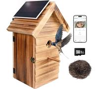 Bird House with Camera, Smart Birdhouse with Camera Solar Power, 2.4G WiFi & App Notify 160° Wide Wireless 1080P HD Solar Powered Birdhouse (Dark Color)