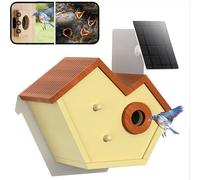 Bird House with Camera - Solar Powered Nest Cam with AI Recognition and Motion Detection, Includes SD Card for Real-Time Bird Nesting and Hatching Monitoring