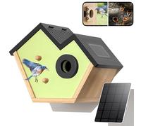 Bird House with Camera, Solar Powered Nest Cam with AI Recognition and Motion Detection, Watch Nesting and Hatching in Real Time