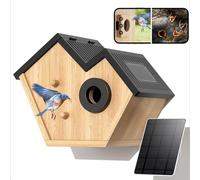 Bird House with Camera, Solar Powered Nest Cam with AI Recognition and Motion Detection, Watch Nesting and Hatching in Real Time