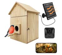 Bird House with WiFi Camera Solar Powered for Wireless Outdoors, HD View Nesting & Hatching, Box House for Bluebird Swallow Wren Chickadee, PIR Detection, SD Card & Cloud Storage, IR Night Vision IP65