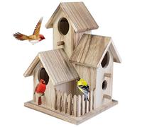 Bird House, Wooden Garden Bird Houses, Unique Novelty Bird Nesting Box, Natural Bird Hotel Cabin for Outdoors Garden Tree Balcony