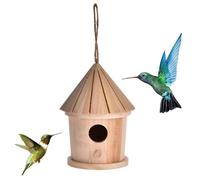Bird House - Wooden Hummingbird Nest Outdoor Hanging - Pet Cottage for Wren Swallow Sparrow Hummingbird Finch Hut