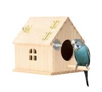Bird House - Wooden Nesting Box, 6.06 inch Parakeet Mating, Natural Wood Nesting House with Perch, Cage Bird Accessory Durable Design, Lovebirds Cockatiel Conure Finch Canary Cockatoo Outdoor