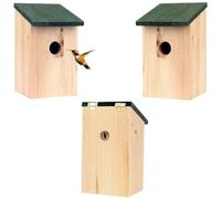 Bird House Wooden Wild Small Wood Nesting Box Nesting Handy Home Garden Pressure Treated for Wild Birds with Traditional Hinged Roof (6)