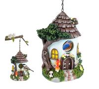 Bird Houses for Garden, Decorative Realistic Stone Look Bird House, Hanging Nesting Box with Removable Bottom Cleaning Plug, 3.5cm Hole Anti-Predator Wild Birds Box for Bluebird Finch(gray)