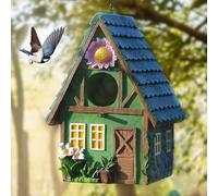 Bird Houses for Garden, Resin Colorful Bird Nesting Boxes with Hanging Chain for Outdoor Tree Backyard Decoration, Weatherproof Houses for Bluebird Finch Cardinals, Gift for Birdman Friend