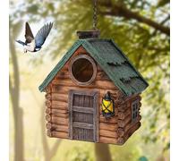 Bird Houses for Garden, Resin Colorful Bird Nesting Boxes with Hanging Chain for Outdoor Tree Backyard Decoration, Weatherproof Houses for Bluebird Finch Cardinals, Gift for Birdman Friend