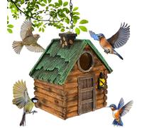 Bird Houses for Garden, Resin Colorful Bird Nesting Boxes with Hanging Chain for Outdoor Tree Backyard Decoration, Weatherproof Houses for Bluebird Finch Cardinals, Gift for Birdman Friend