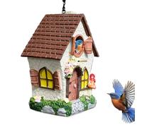 Bird Houses for Outdoor - Resin Ornament 21 cm Wind Proof | with Chain, Waterproof, Hand Painted, Charming for Wrenches, Finches, Swallows,