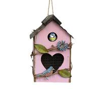 Bird Houses for Outside - Cute Hangable Wood Bird House, Decorative Garden Decor | Multifunctional Protective Bird Cage for Outdoor Patio, Garden, Park, Stylish and Functional Avian Shelter