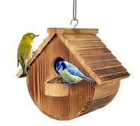 Bird Houses for Outside,Outdoor Wooden Bird Home with Pole for Finch Bluebird Cardinals Hanging Birdhouse Clearance Garden Country Cottages