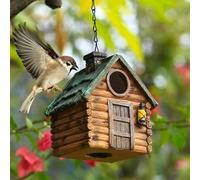 Bird Houses for Outside, Resin Bird Nesting Boxes Hanging Birds Houses for Outdoor, Waterproof & Durable Forest Birdhouses Decorative Hanging Birdhouse for Yard Garden Decor