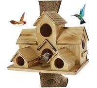 Bird Houses Wooden Bird House Multi Hole Bird House with 6holes Bird Nesting Box Novelty Hut Bird Houses for Garden Outside Tree or Balcony Decor