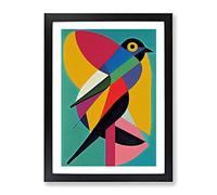 Bird In Abstract No.1 Framed Print | A2 Black Framed Wall Art | Ready to Hang | Abstract Fantasy Picture | Living Room Bedroom Lounge Office