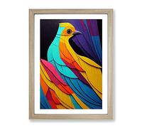 Bird In Colour No.1 Abstract Framed Print | A3 Oak Framed Wall Art | Ready to Hang | Abstract Fantasy Picture | Living Room Bedroom Lounge Office