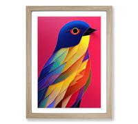 Bird In Colour Vol.3 Framed Wall Art Print, Ready to Hang Picture for Living Room Bedroom Home Office, Oak A2 (48 x 66 cm)