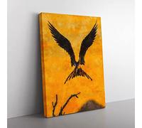 Bird In Flight Painting Modern Canvas Wall Art Print Ready to Hang, Framed Picture for Living Room Bedroom Home Office Décor, 60x40 cm (24x16 Inch)