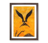 Bird In Flight Painting Modern Framed Wall Art Print, Ready to Hang Picture for Living Room Bedroom Home Office Décor, Walnut A3 (34 x 46 cm)