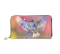 Bird In Flight Pattern, Women'S Wallet, Long Clutch Wallet, Credit Card Holder Wallet, Travel Coin Purse, Black, One Size