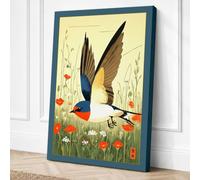 Bird in Flight Poppies Below Canvas Wall Art Print 30x20 Inch | Ready to Hang, Gallery Wrapped, Fade-Resistant Inks, Securely Packaged, UK Made