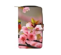 Bird in Peach Tree Credit Card Wallet Rfid Blocking Slim Bifold Genuine Leather Minimalist Front Pocket Wallets Keychain Wallet for Men And Women, style, 19.7x11x3.5cm