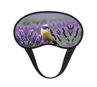 Bird in Purple Lavender Floral Flowers Print Blackout Sleep Mask - Side Sleeper Eye Cover, Soft Comfort, Perfect for Travel, Meditation