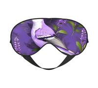 Bird in Purple Lavender Floral Flowers Print Breathable Full-Cover Eye Mask Stylish Adjustable Nap Night Restful Environment