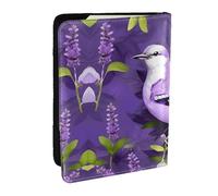Bird in Purple Lavender Floral Flowers Print Passport Holder Cover Wallet Passport Cover, Passport Wallet Case for Cards and Documents