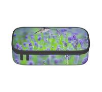 Bird in Purple Lavender Floral Flowers Print Pencil Bag Pen Case, Large Capacity Stationery Pouch Pencil Holder Desk Organizer for School Office Supplies