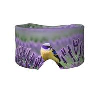 Bird in Purple Lavender Floral Flowers Print Sleep Eye and Ear Muffs Mask - Adjustable Yoga Travel Headband, Keep Warm Shading Comfortable Aid