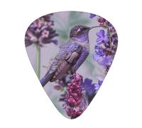 Bird in Purple Lavender Floral Flowers Printed Guitar Picks 12-Piece Set - Comfortable, Versatile Plectrum for All Guitar Styles & Players