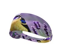 Bird In Purple Lavender Floral Flowers Sports Headband For Men Women Tennis Sweat Band For Workout Sports Headbands Elastic For Running