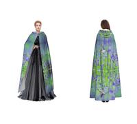 (Bird In Purple Lavender Floral Flowers) Unisex Hooded Cloak Cape Robe Cosplay Halloween Christmas Fancy Dress Costumes For Adults