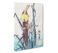 Bird & Iris Flower by Utagawa Hiroshige Canvas Print | Gallery Wrapped 30mm Frame Wall Art | 30x20 inches | Ready to Hang | Asian Animals Picture | Living Room Bedroom Lounge Office