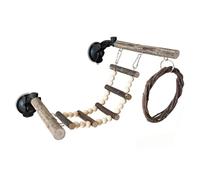 Bird Ladder Perch - Flexible Wooden Cage Bridge, Interactive Suction Cup Toys | Woodens Beads Birds Ladders Toy Exercise Climbing Ladder For Active Lovebirds Goldens Parakeet Conure Cockatiel Play Fun