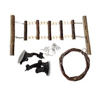 Bird Ladder Perch - Suction Cup Wooden Climbing Toy, Bird Swing Playground, Exercise Hammock | Interactive Cage Accessory For Parakeet Conure Cockatiel Lovebird Hamster Small Pets