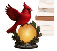 Bird Lamp | Christmas Seasonal Decoration | Festive Desk Night Light | for Homeowners Party Hosts Living Room Bedroom Office Apartment Mantel Bookcase Window Sill Bookshelf Nightstand Bedside