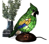 Bird Light - European Style Tiffanyy Table Lamp with Resin Sculpture | Creative Accent Illumination, Decorative Animal ing Fixture for Study Room Desk Shelf Home Interior