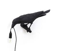 Bird Looking Left Wall Wall Lamp Black